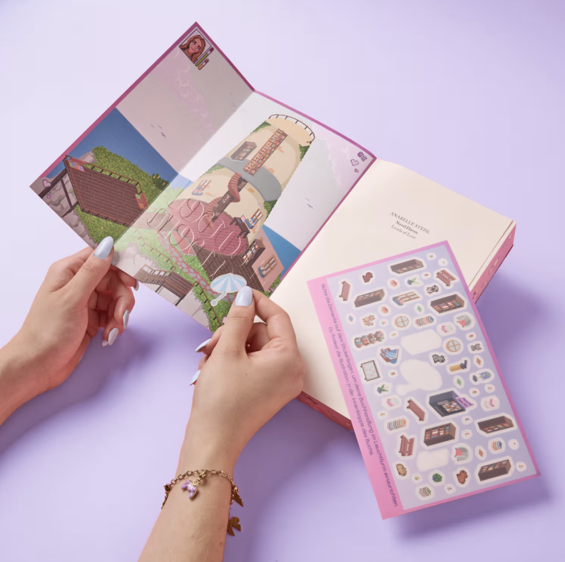 Levels of Love inside-cover illustration and reusable sticker sheet